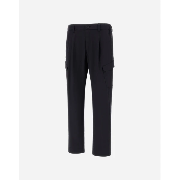 Herno Light Comfort Stretch Woven Cargo Trousers in Black | Men's Trousers | Luxury Shoes 
