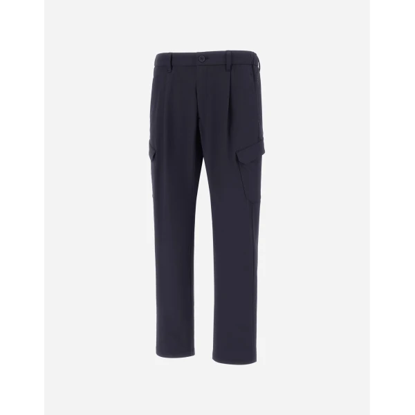 Herno Light Comfort Stretch Woven Cargo Trousers in Blue | Men's Trousers | Luxury Shoes 