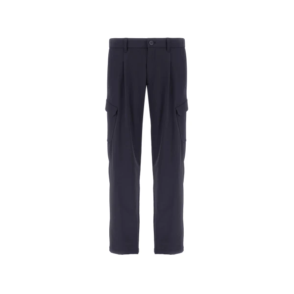 Herno Light Comfort Stretch Woven Cargo Trousers in Blue | Men's Trousers | Luxury Shoes 