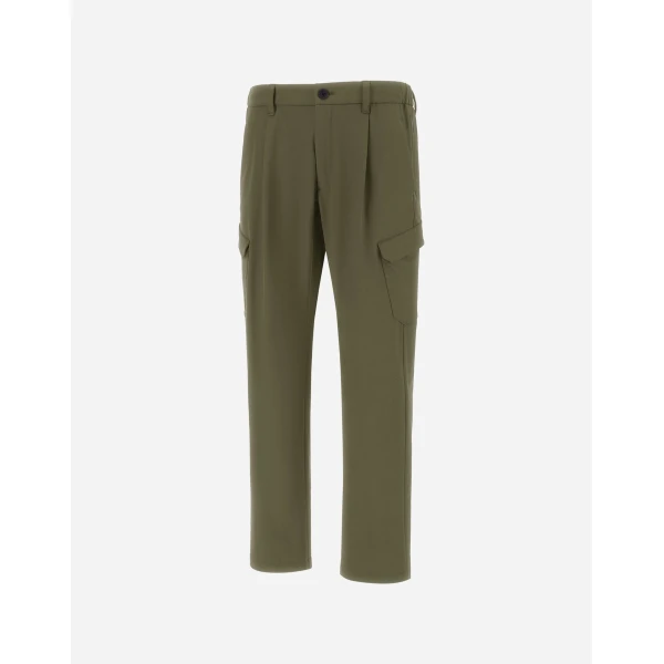 Herno Light Comfort Stretch Woven Cargo Trousers in Green | Men's Trousers | Luxury Shoes 
