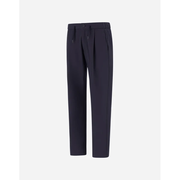 Herno Light Comfort Stretch Woven Trousers in Blue | Men's Trousers | Luxury Shoes 