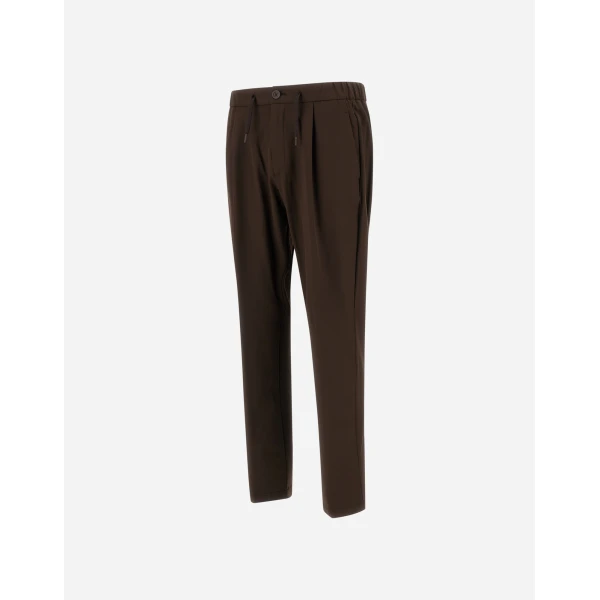 Herno Light Comfort Stretch Woven Trousers in Brown | Men's Trousers | Luxury Shoes 