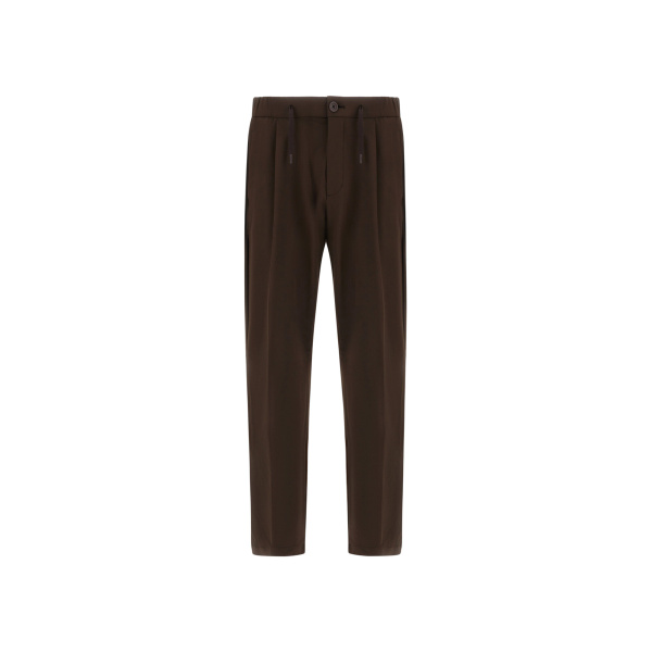 Herno Light Comfort Stretch Woven Trousers in Brown | Men's Trousers | Luxury Shoes 