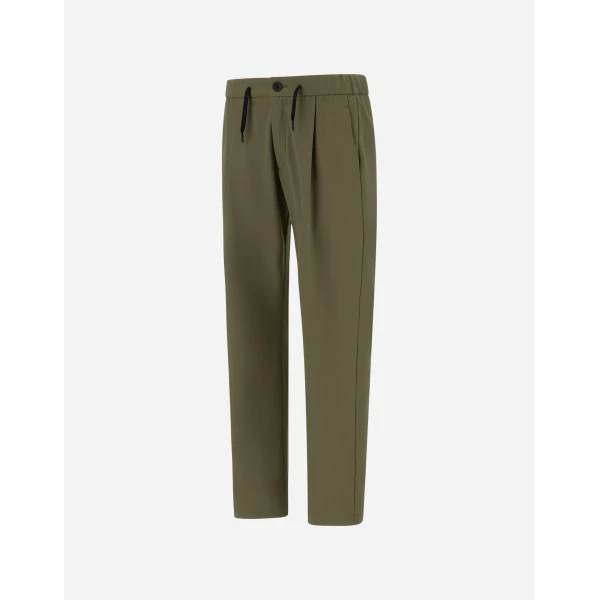 Herno Light Comfort Stretch Woven Trousers in Green | Men's Trousers | Luxury Shoes 