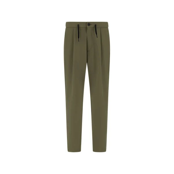 Herno Light Comfort Stretch Woven Trousers in Green | Men's Trousers | Luxury Shoes 