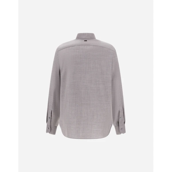 Herno Light Grey Shirt in Lightweight Stretch Wool Fabric | Men's Shirts | Luxury Shoes 