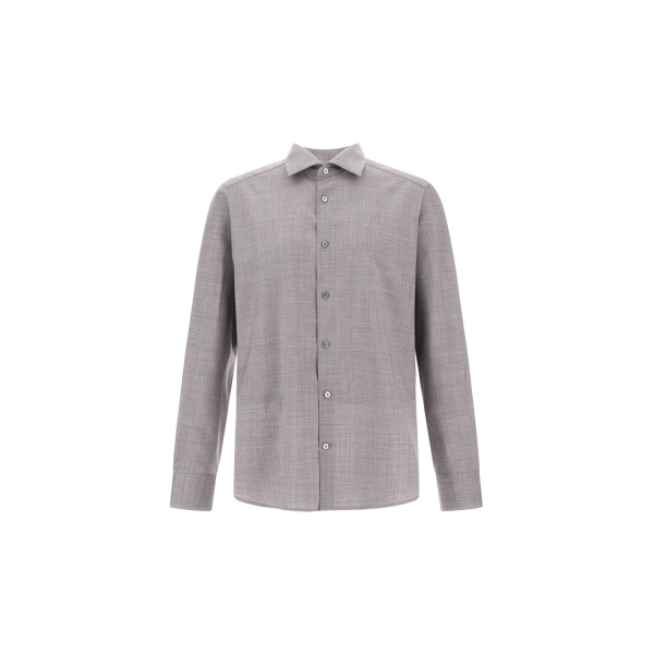 Herno Light Grey Shirt in Lightweight Stretch Wool Fabric | Men's Shirts | Luxury Shoes 