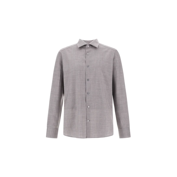 Herno Light Grey Shirt in Lightweight Stretch Wool Fabric | Men's Shirts | Luxury Shoes 