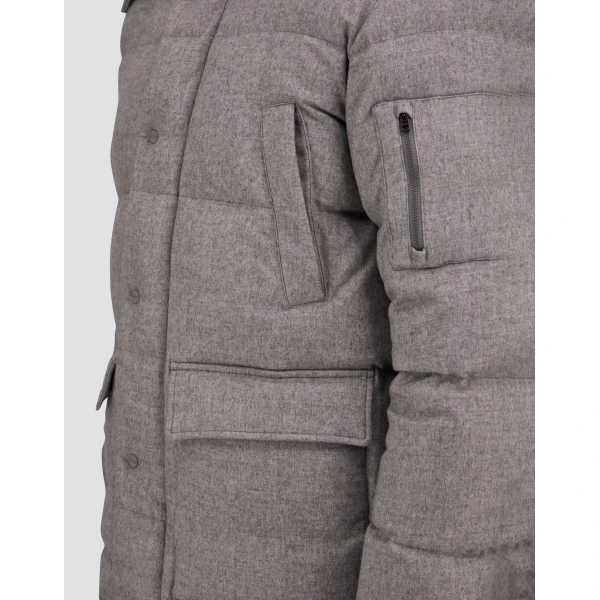 Herno Light Grey Short Parka in Cashmere and Silk | Men's Coats | Luxury Shoes 