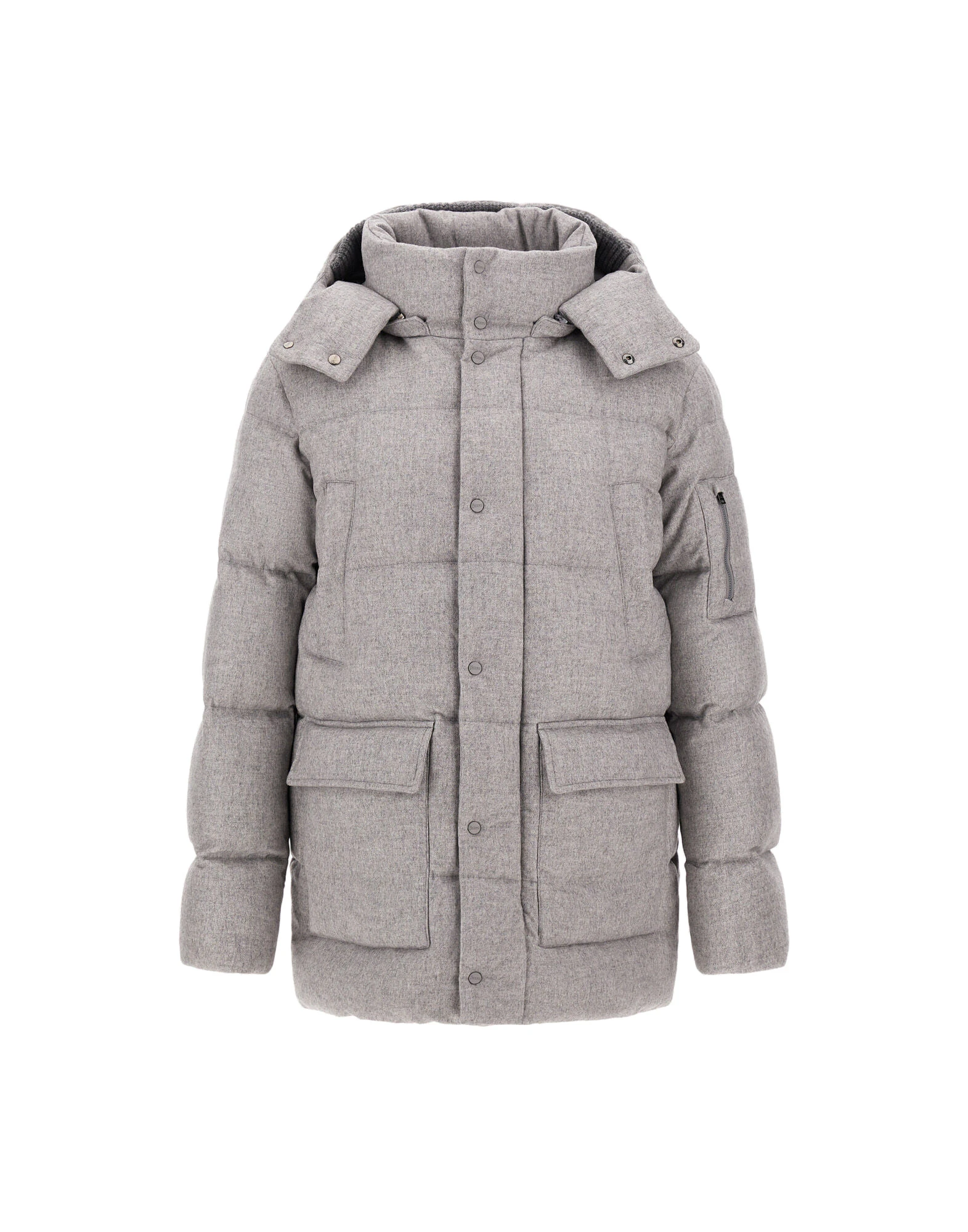 Herno Light Grey Short Parka in Cashmere and Silk Herno Light Grey Short Parka in Cashmere and Silk | Men's Coats | Luxury Shoes