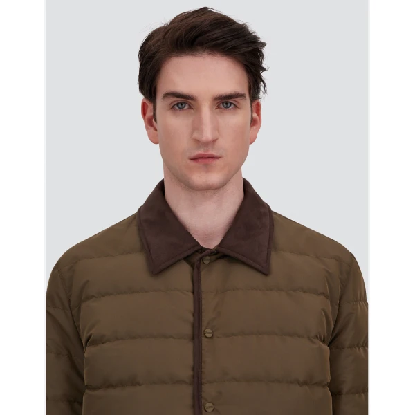 Herno Light Military Shacket in Iridescent Nylon and Suede Effect | Men's Jackets | Luxury Shoes 