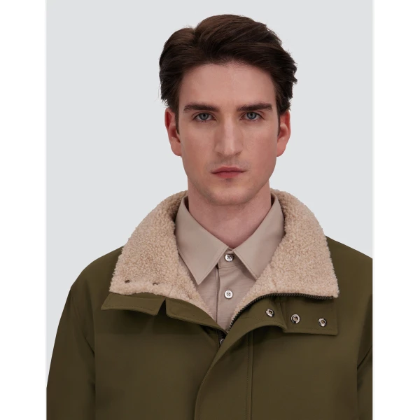Herno Light Military Short Coat in Matte Twill and Cashmere-Touch Flannel | Men's Coats | Luxury Shoes 