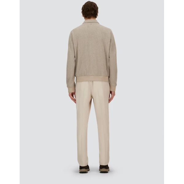 Herno Light Taupe Resort Bomber Jacket in Wool and Cashmere Woven Fabric | Men's Jackets | Luxury Shoes 