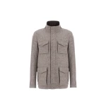 Herno Light Taupe Resort Field Jacket in Bouclé Wool Fabric and Suede-Effect Microfibre | Men's Jackets | Luxury Shoes 