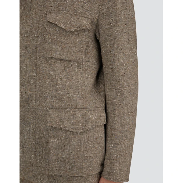 Herno Light Taupe Resort Field Jacket in Bouclé Wool Fabric and Suede-Effect Microfibre | Men's Jackets | Luxury Shoes 