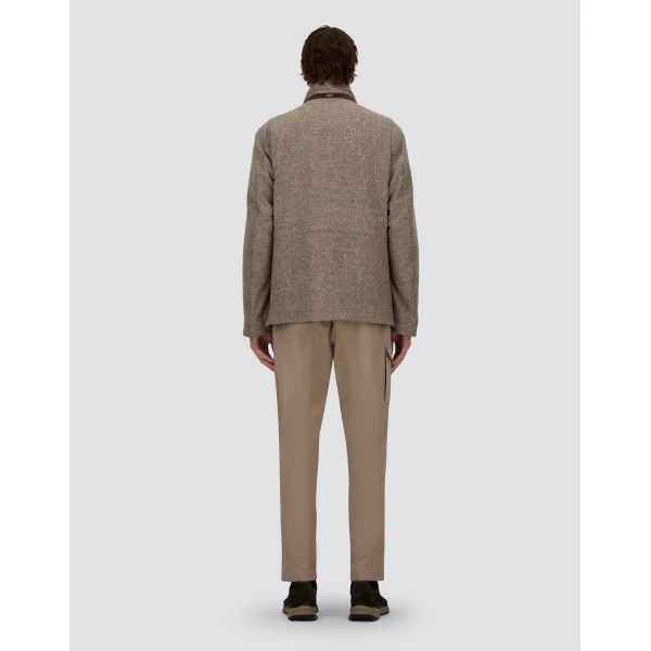 Herno Light Taupe Resort Field Jacket in Bouclé Wool Fabric and Suede-Effect Microfibre | Men's Jackets | Luxury Shoes 
