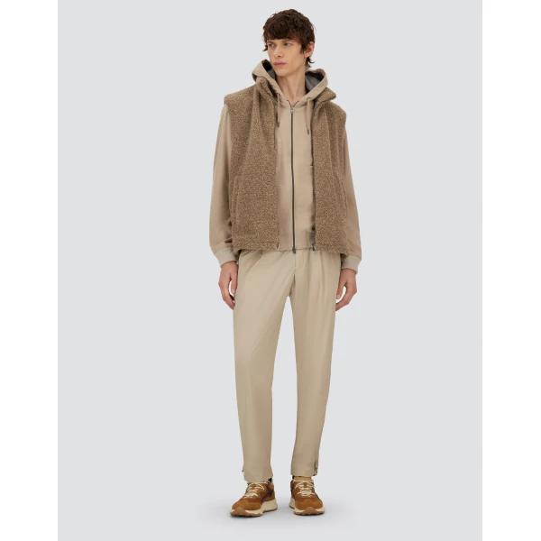 Herno Light Taupe Resort Vest in Cashmere-Feel Flannel | Men's Jackets | Luxury Shoes 