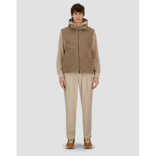 Herno Light Taupe Resort Vest in Cashmere-Feel Flannel | Men's Jackets | Luxury Shoes 
