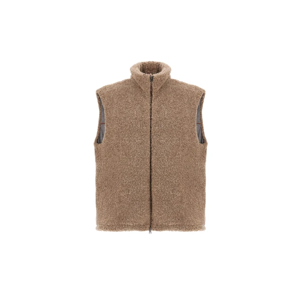 Light Taupe Resort Vest in Cashmere-Feel Flannel
