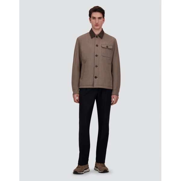 Herno Light Taupe Shacket in Fine Wool | Men's Jackets | Luxury Shoes 