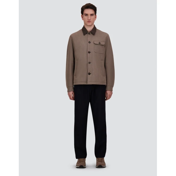 Herno Light Taupe Shacket in Fine Wool | Men's Jackets | Luxury Shoes 