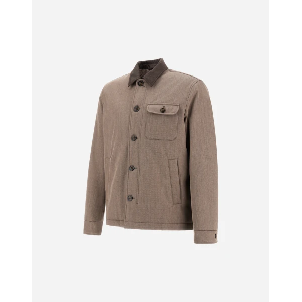 Herno Light Taupe Shacket in Fine Wool | Men's Jackets | Luxury Shoes 