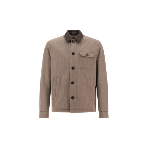 Herno Light Taupe Shacket in Fine Wool | Men's Jackets | Luxury Shoes 