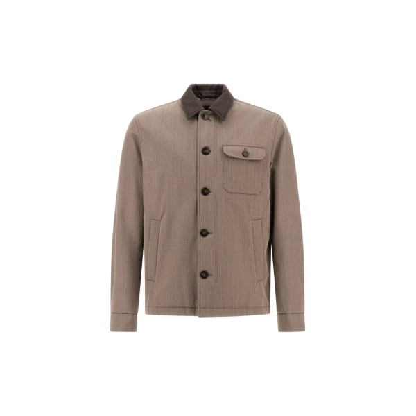 Herno Light Taupe Shacket in Fine Wool | Men's Jackets | Luxury Shoes 