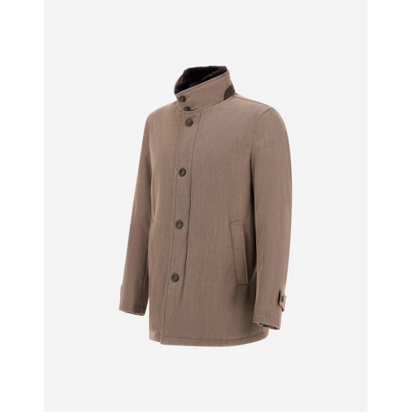 Herno Light Taupe Short Coat in Fine Wool | Men's Coats | Luxury Shoes 