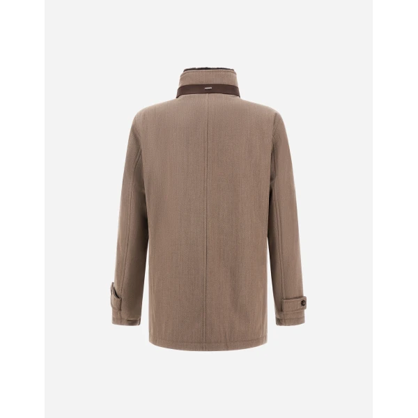 Herno Light Taupe Short Coat in Fine Wool | Men's Coats | Luxury Shoes 