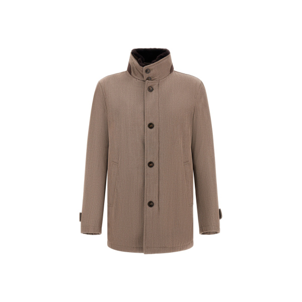 Herno Light Taupe Short Coat in Fine Wool | Men's Coats | Luxury Shoes 