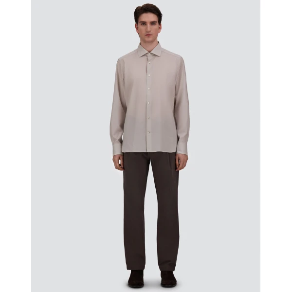Herno Lightweight Wool and Cashmere Fabric Shirt in Ivory | Men's Shirts | Luxury Shoes 