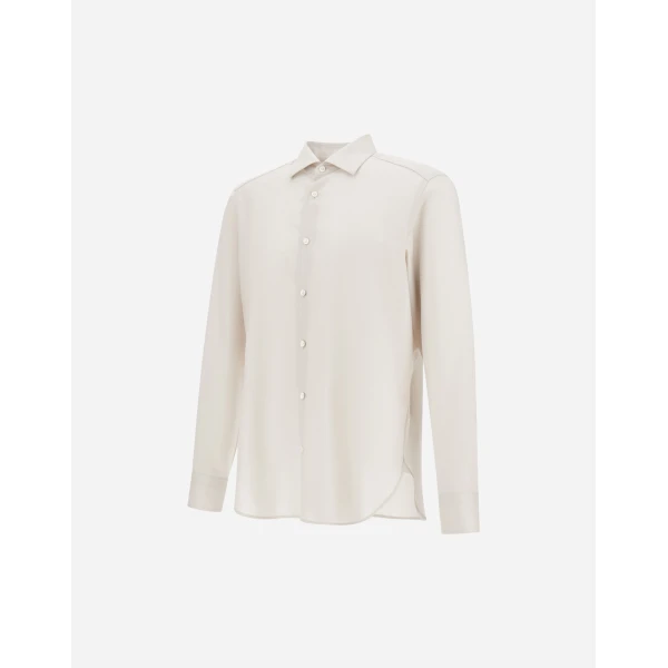Herno Lightweight Wool and Cashmere Fabric Shirt in Ivory | Men's Shirts | Luxury Shoes 