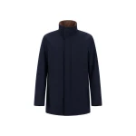 Herno Mélange Twill and Suede Effect Coat in Navy Blue | Men's Coats | Luxury Shoes 
