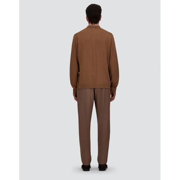Herno Merino Wool Cardigan in Camel | Men's Knitwear | Luxury Shoes 