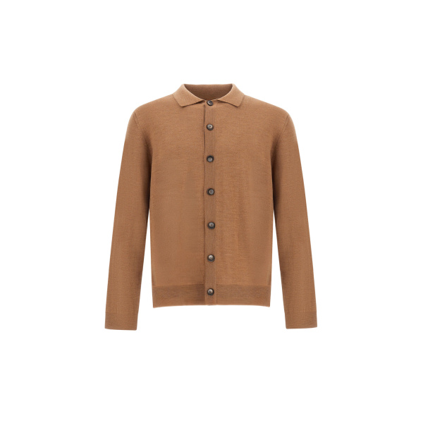 Herno Merino Wool Cardigan in Camel | Men's Knitwear | Luxury Shoes 