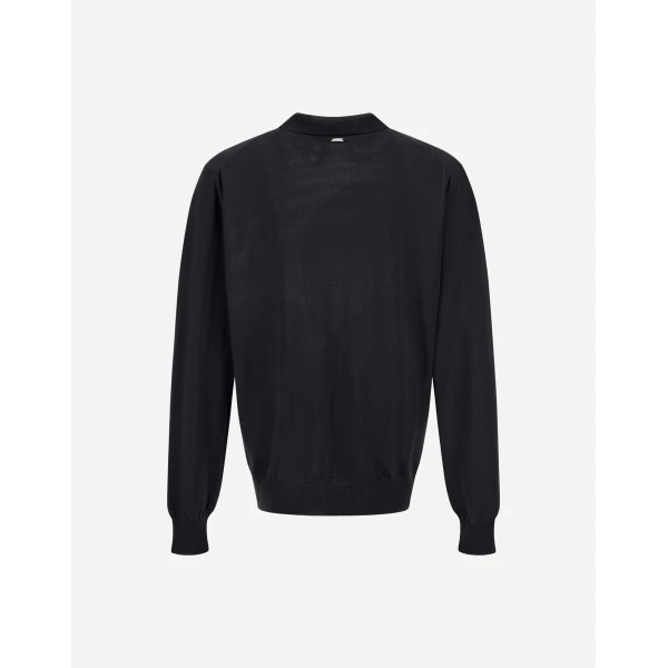 Herno Merino Wool Polo Shirt in Black | Men's T-Shirts and Polos | Luxury Shoes 