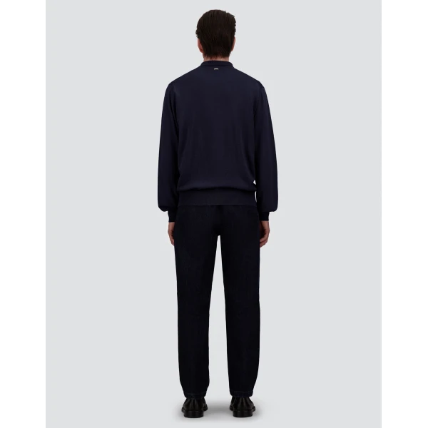 Herno Merino Wool Polo Shirt in Dark Blue | Men's T-Shirts and Polos | Luxury Shoes 