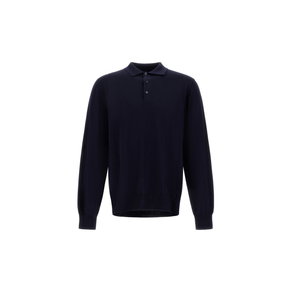 Herno Merino Wool Polo Shirt in Dark Blue | Men's T-Shirts and Polos | Luxury Shoes 