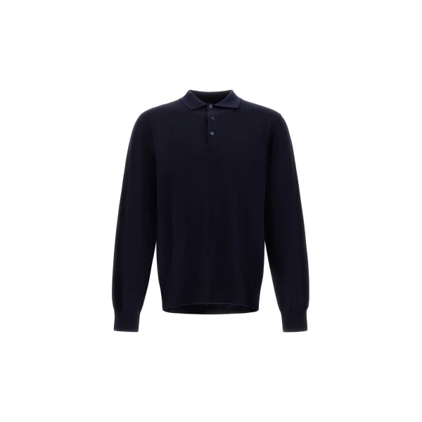 Herno Merino Wool Polo Shirt in Dark Blue | Men's T-Shirts and Polos | Luxury Shoes 