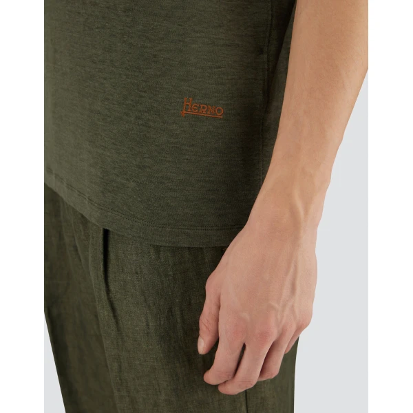 Herno Military Resort T-Shirt in Linen Jersey | Men's T-Shirts and Polos | Luxury Shoes 