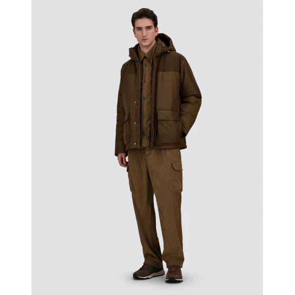 Herno Military Short Parka in Nylon Chamonix and Waxed Cotton Blend | Men's Coats | Luxury Shoes 