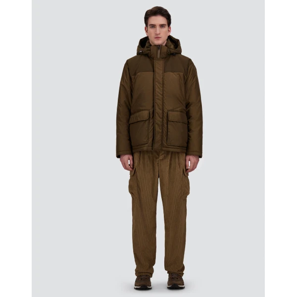 Herno Military Short Parka in Nylon Chamonix and Waxed Cotton Blend | Men's Coats | Luxury Shoes 
