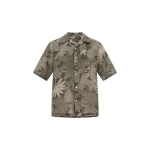 Herno Military and Sage Resort Shirt in Linen with Tropical Print | Men's Shirts | Luxury Shoes 