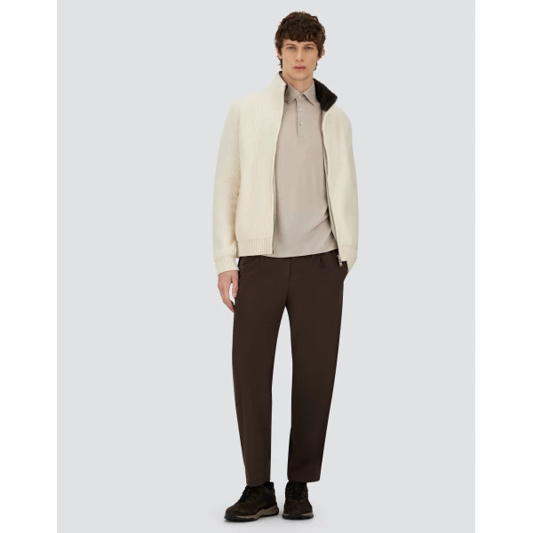 Herno Milk White Resort Cardigan in Stocking-Stitch Pure Wool | Men's Knitwear | Luxury Shoes 