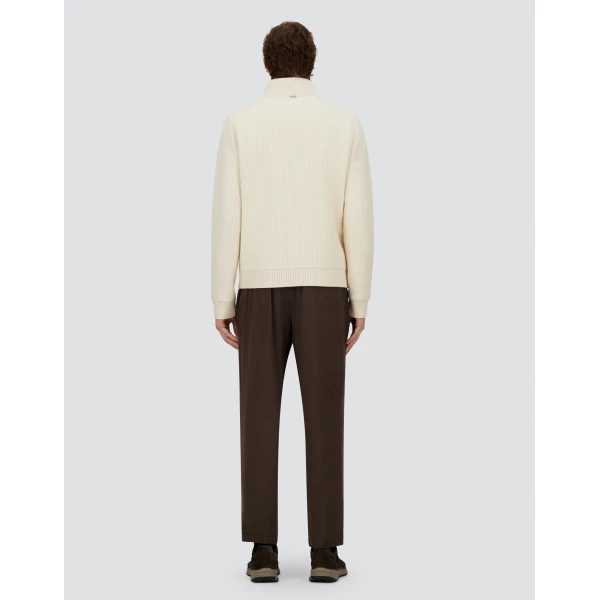 Herno Milk White Resort Cardigan in Stocking-Stitch Pure Wool | Men's Knitwear | Luxury Shoes 