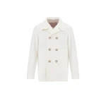 Herno Milk White Resort Peacoat in Double-Layered Viscose-Blend Fabric | Men's Coats | Luxury Shoes 