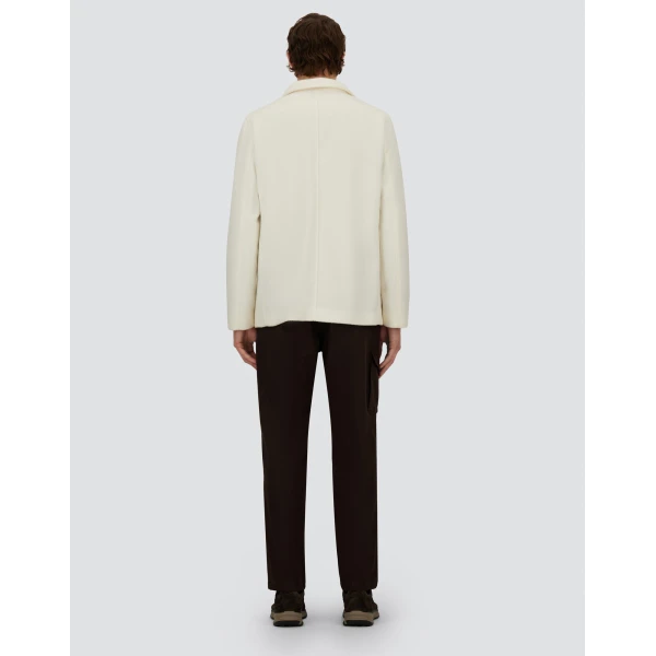 Herno Milk White Resort Peacoat in Double-Layered Viscose-Blend Fabric | Men's Coats | Luxury Shoes 