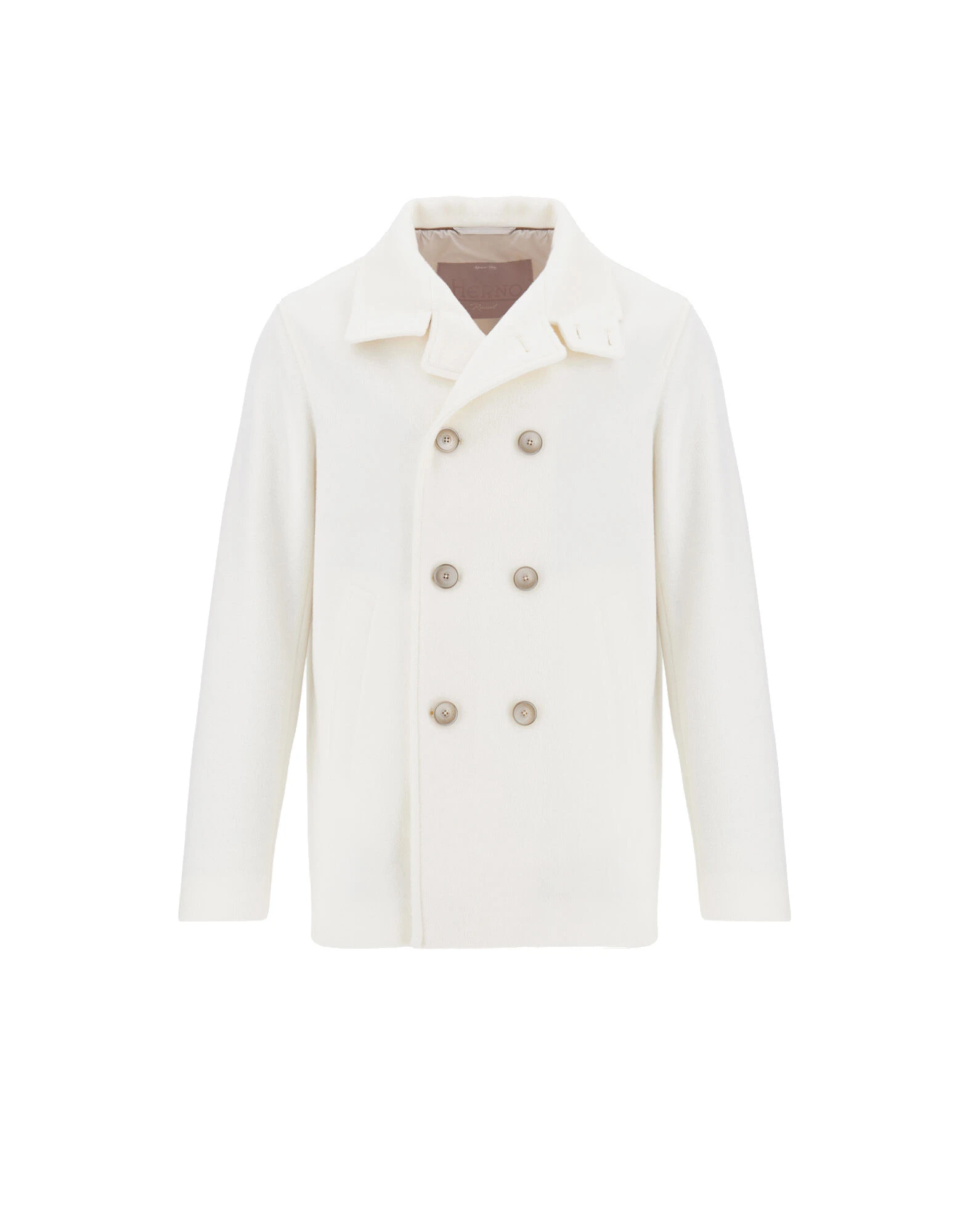 Herno Milk White Resort Peacoat in Double-Layered Viscose-Blend Fabric Herno Milk White Resort Peacoat in Double-Layered Viscose-Blend Fabric | Men's Coats | Luxury Shoes