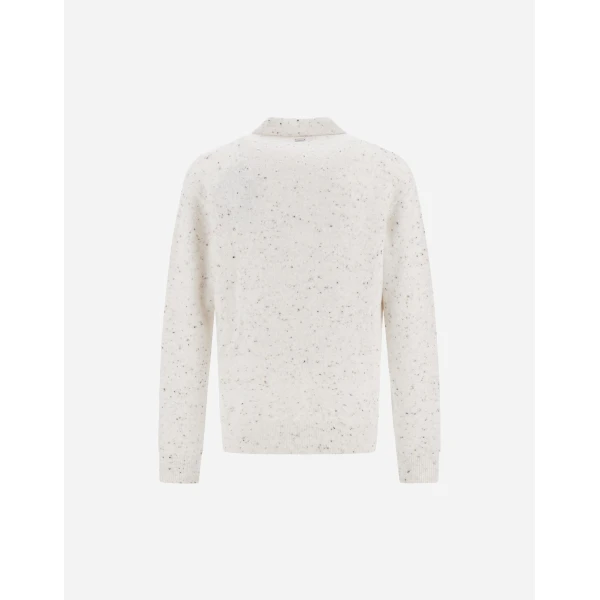 Herno Milk White Resort Polo Shirt in Wool and Alpaca Blend Knit | Men's T-Shirts and Polos | Luxury Shoes 